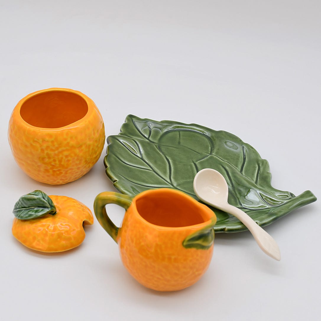 Plat creux en forme d'orange I Vaisselle artisanale du Portugal Service à thé en céramique en forme d'orange