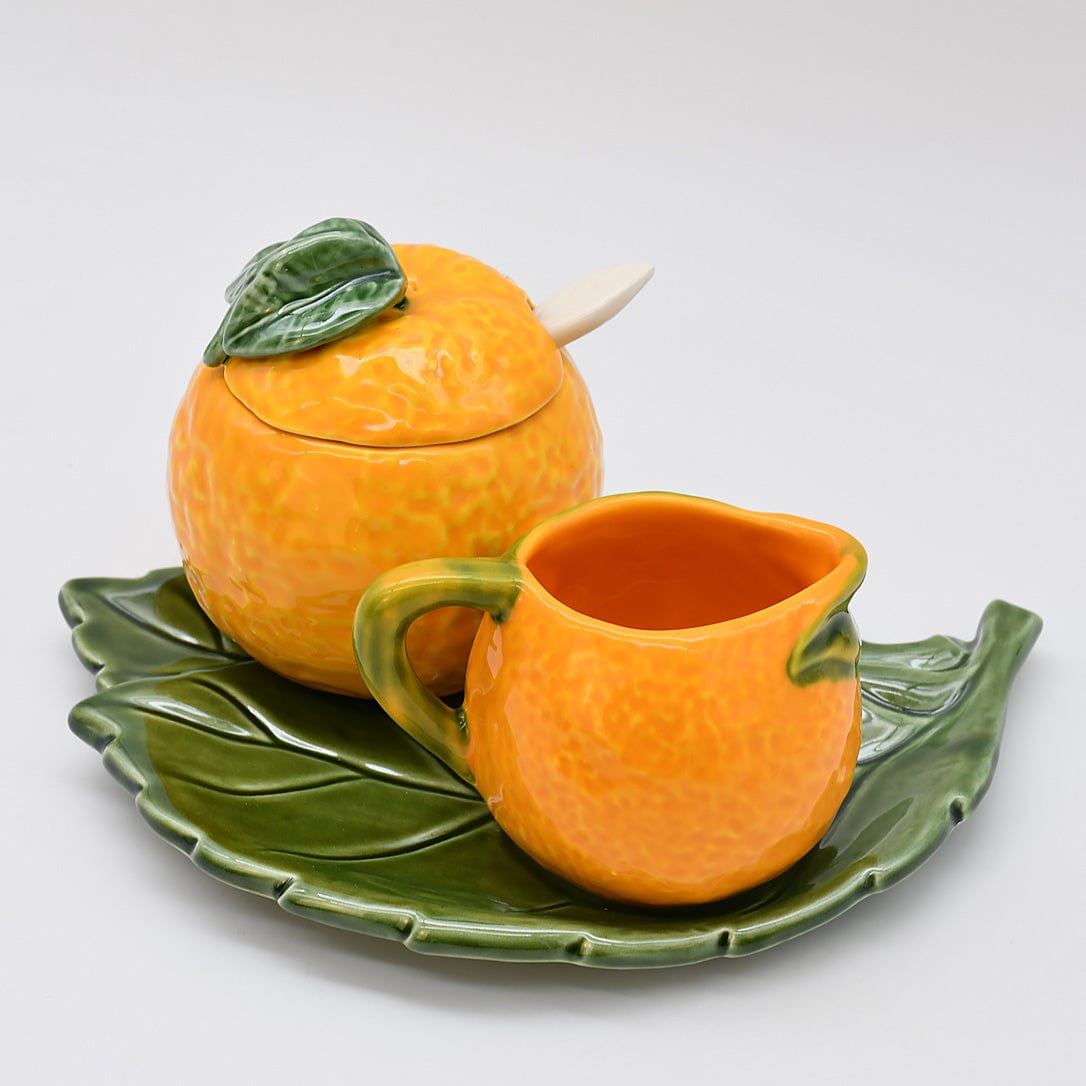Plat creux en forme d'orange I Vaisselle artisanale du Portugal Service à thé en céramique en forme d'orange
