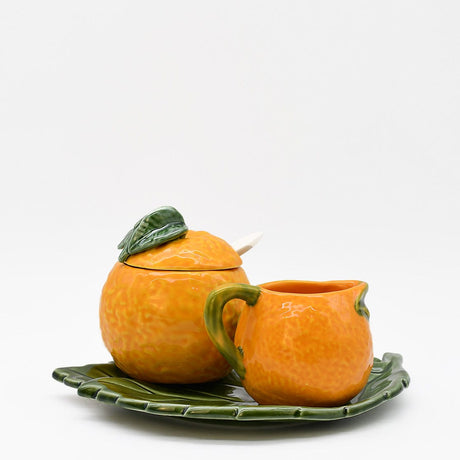 Plat creux en forme d'orange I Vaisselle artisanale du Portugal Service à thé en céramique en forme d'orange