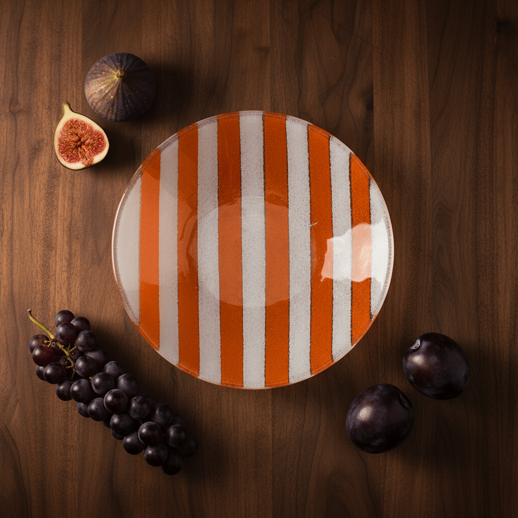 Plat de service en verre orange I Artisanat portugais Plat en verre "Marinha Grande" - Orange