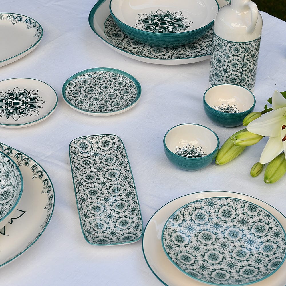 Plat rectangulaire en céramique motifs azulejos verts et blancs Plat en céramique "Padrão" - Vert