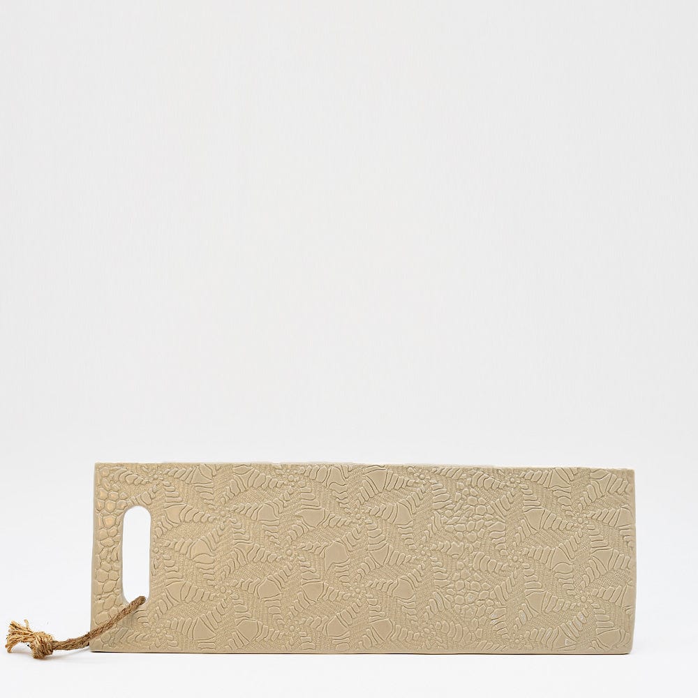 Plateau en céramique beige I Motifs dentelles portugaises Plateau de service "Renda"  - Beige