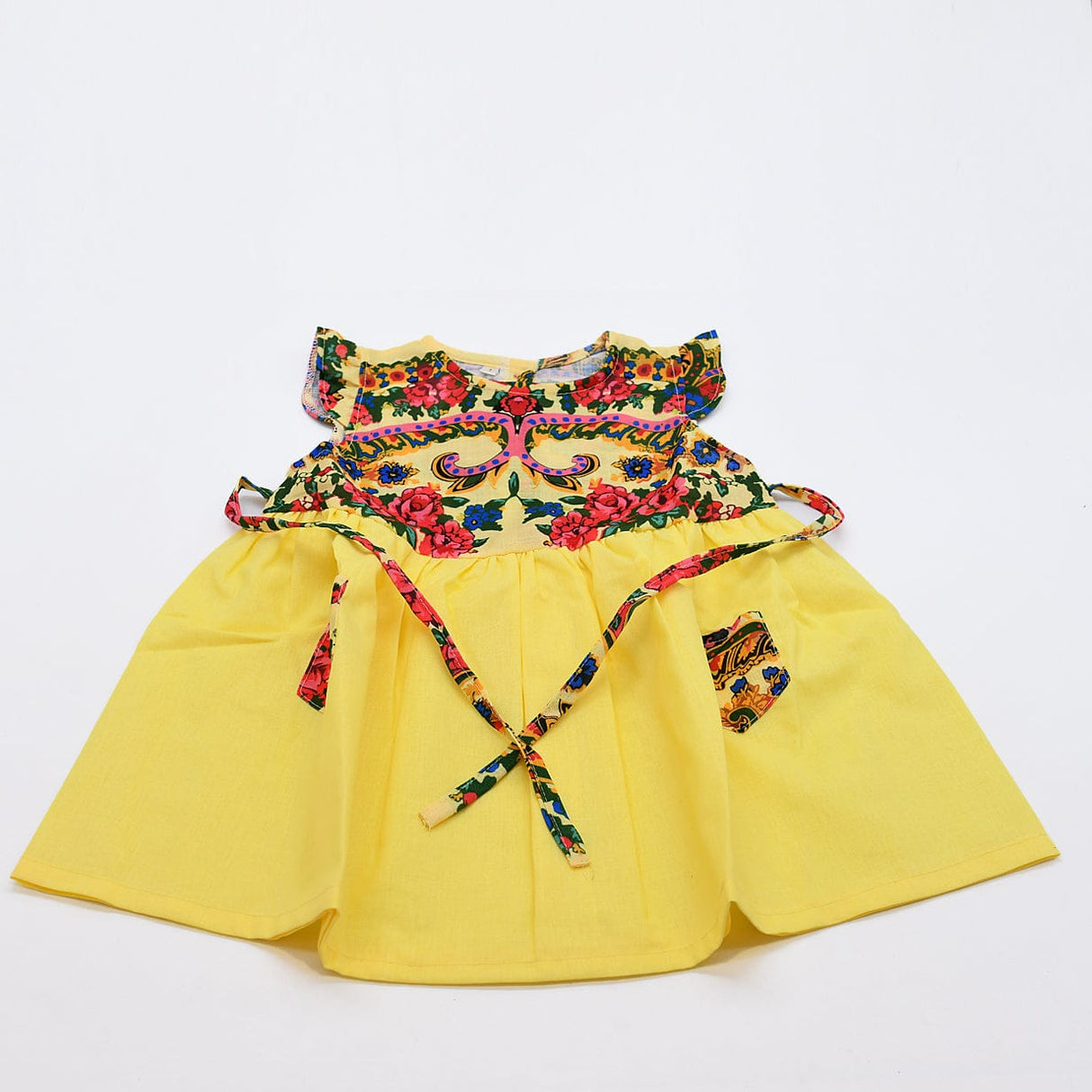 Robe enfant portugaise jaune à motifs floraux Viana Robe enfant à motifs Viana - Jaune