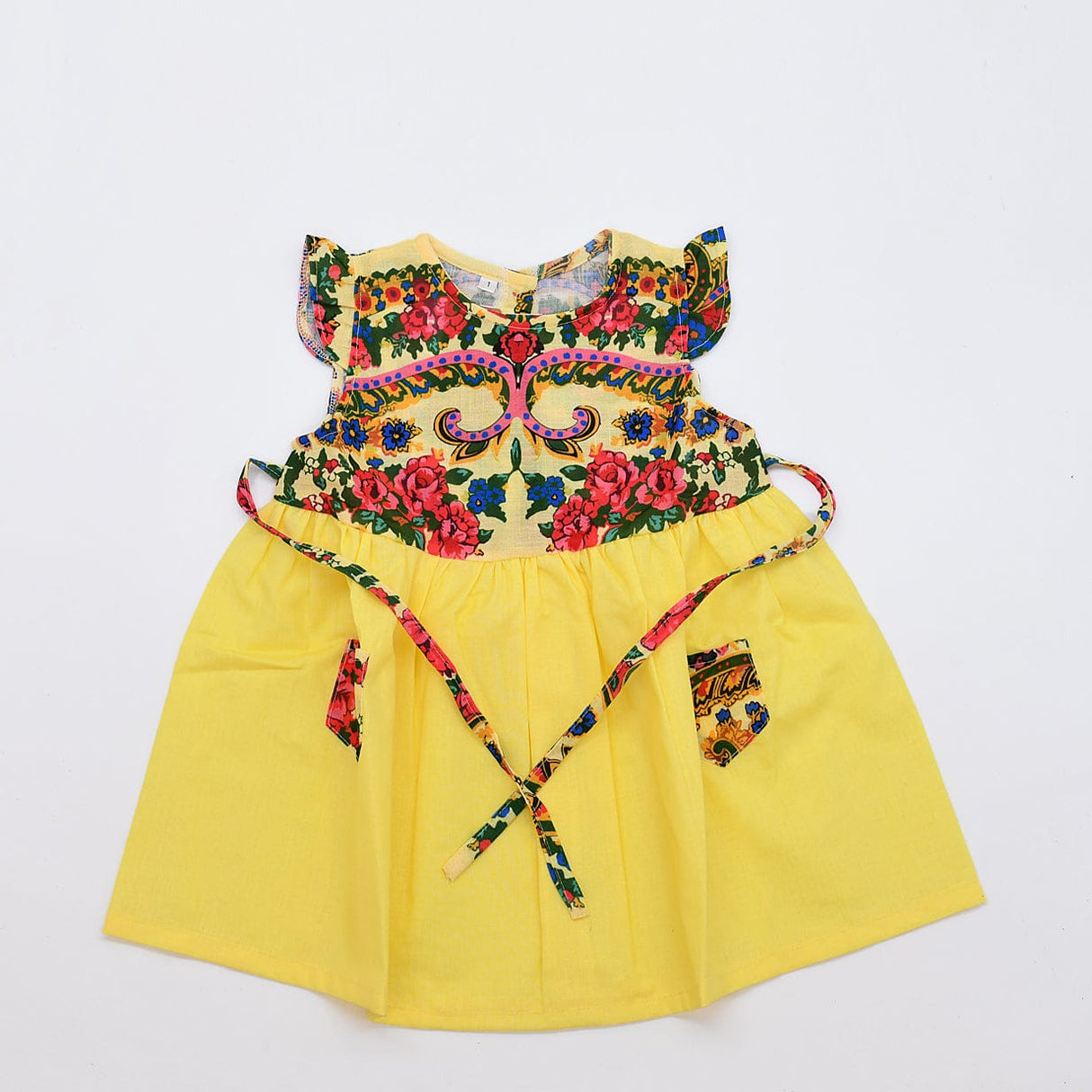 Robe enfant portugaise jaune à motifs floraux Viana Robe enfant à motifs Viana - Jaune