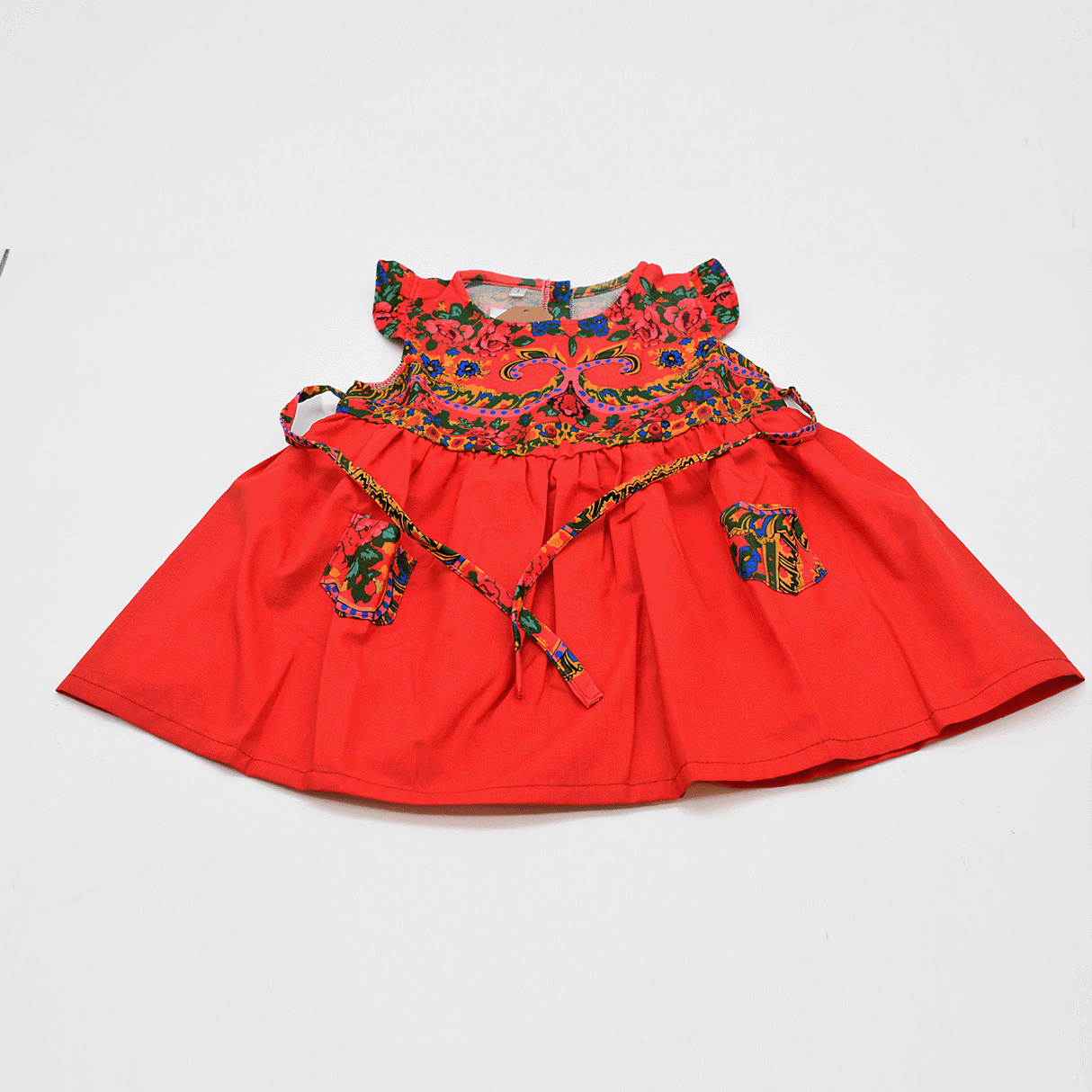 Robe enfant portugaise rouge à motifs floraux Viana Robe enfant à motifs Viana - Rouge