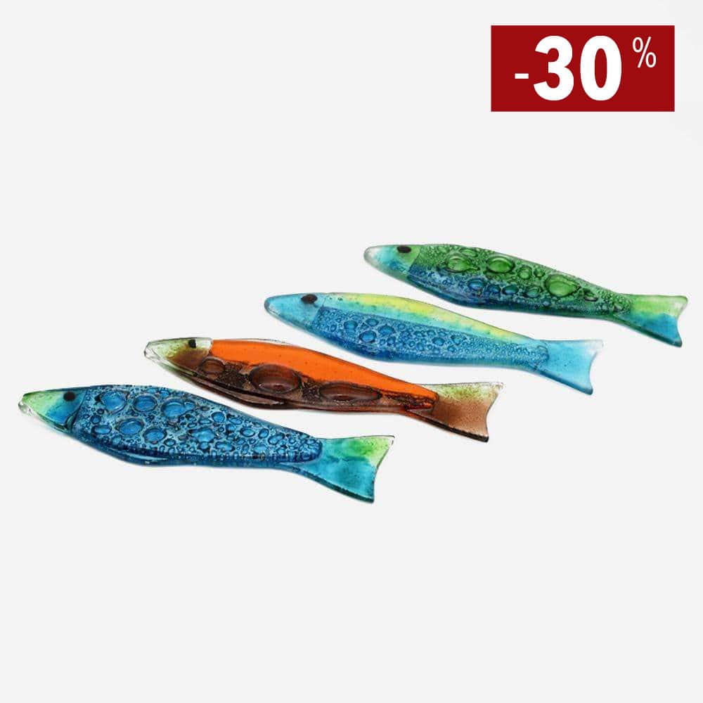 Sardine en verre de Marinha Grande Verte Jaune I Artisanat portugais Sardine en verre de Marinha Grande