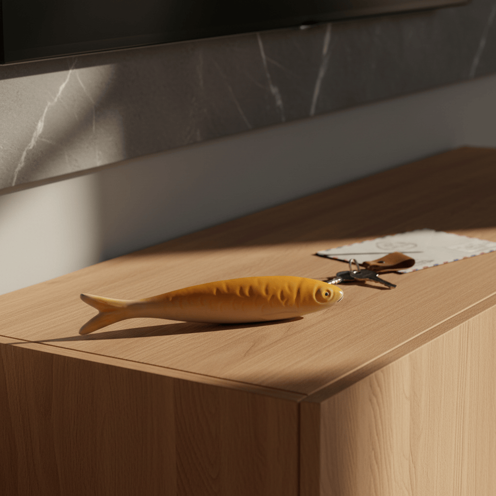 Sardine jaune et blanche en céramique portugaise Sardine en céramique de Caldas da Rainha - Jaune