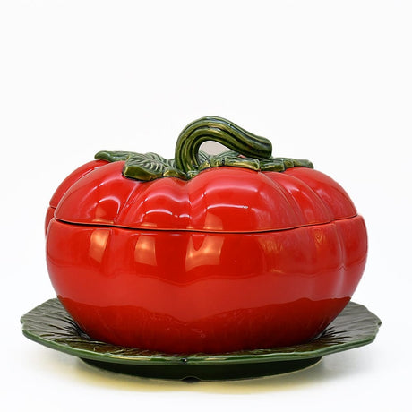 Soupière en forme de tomate I Vaisselle traditionnelle portugaise Soupière en céramique en forme de tomate