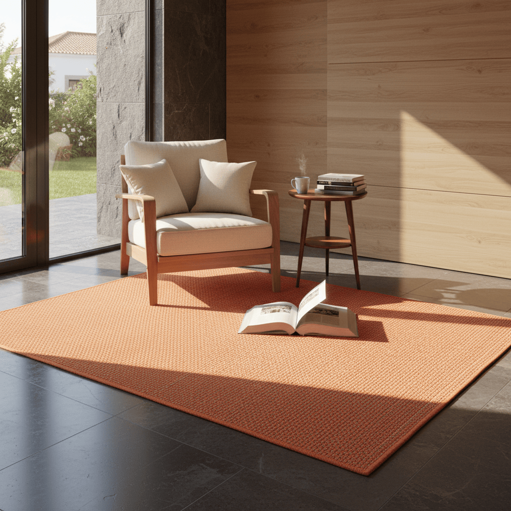 Tapis orange en fibres mélangées I Fabrication artisanale portugaise Tapis en fibres mélangées - Orange