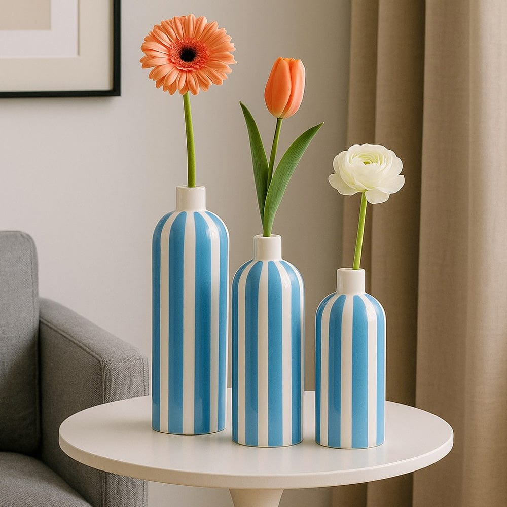 Vase costa Nova Turquoise I Vases en céramique du Portugal Vase rayé "Costa Nova" - Turquoise
