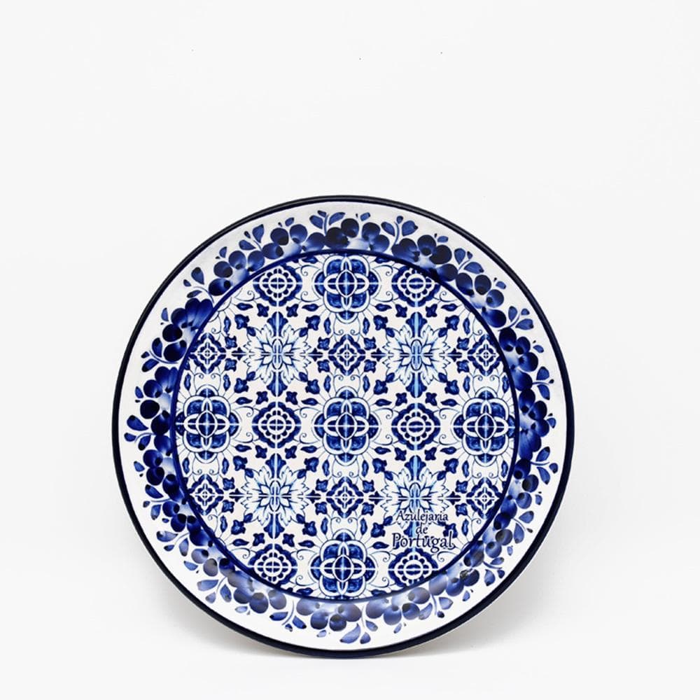 Assiette en céramique traditionnelle de Portugal I Bleue 25cm Assiette en céramique "Tradicional" Bleue - 25 cm