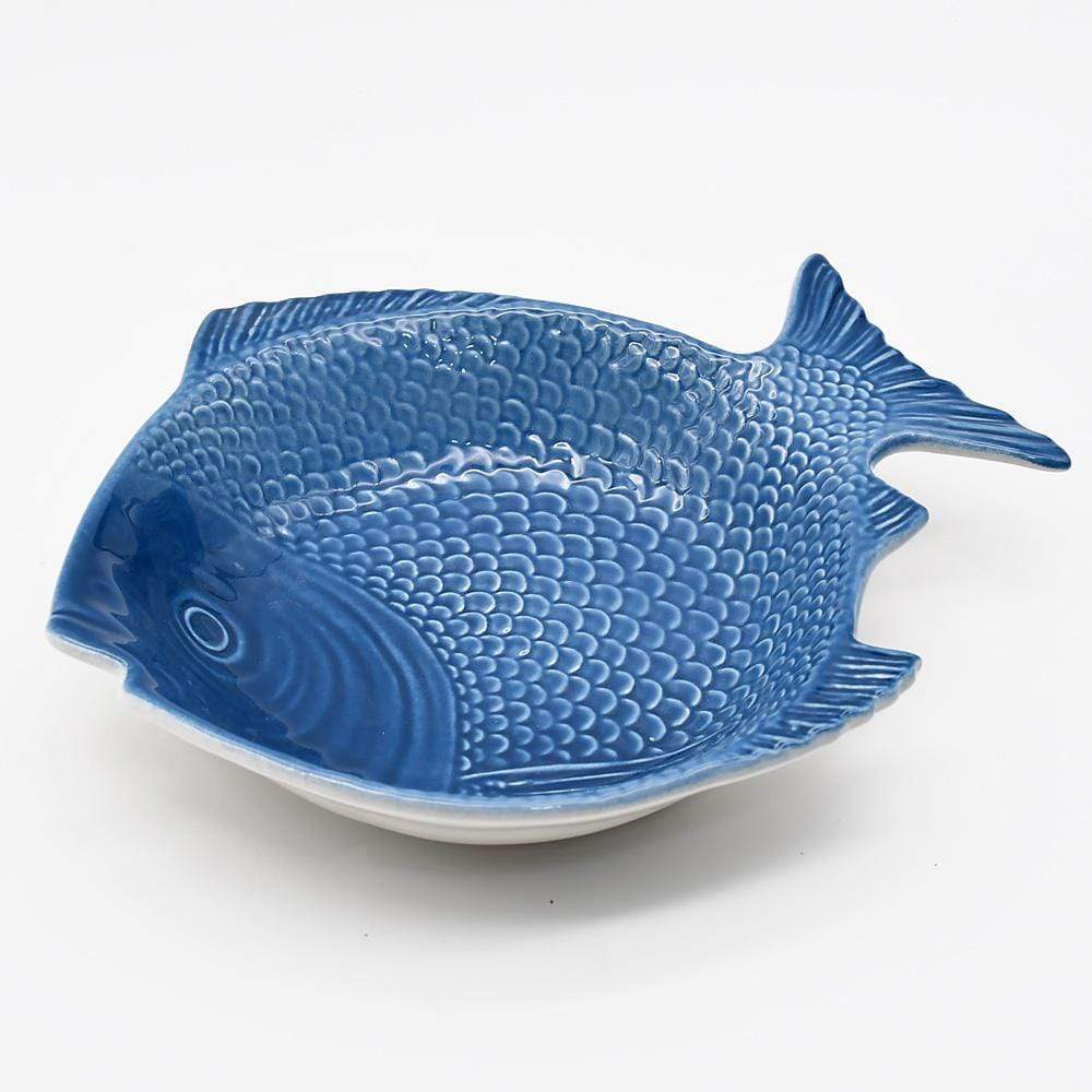 Assiette en forme de poisson bleue I Vaisselle artisanale du Portugal Assiette creuse en forme de Poisson 25 cm - Bleue