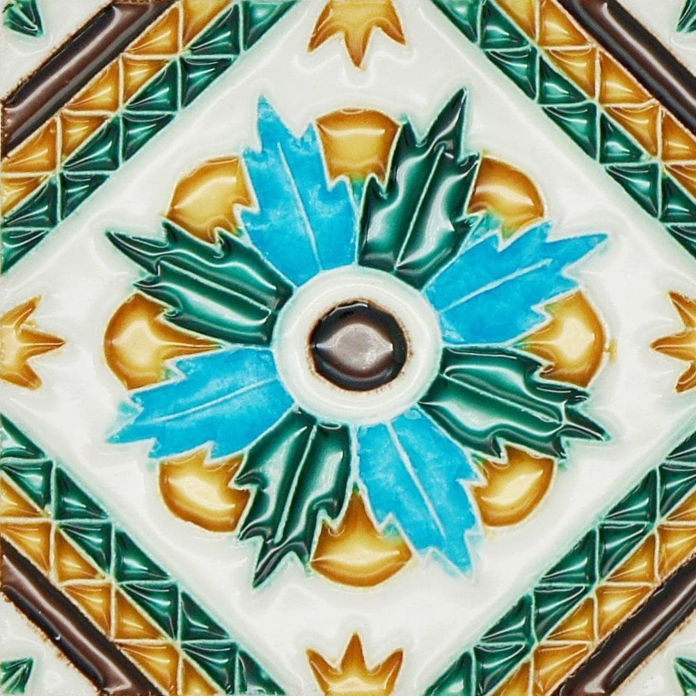 Spanish-Moorish Azulejo 8.5x8.5 cm