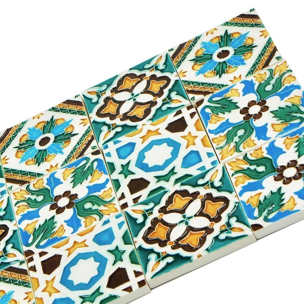 Spanish-Moorish Azulejo 8.5x8.5 cm