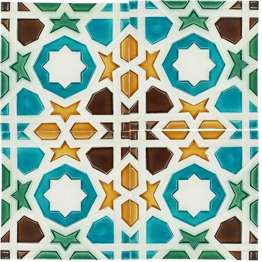 Spanish-Moorish Azulejo 8.5x8.5 cm
