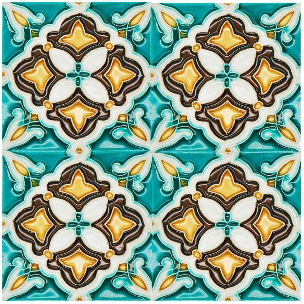 Spanish-Moorish Azulejo 8.5x8.5 cm