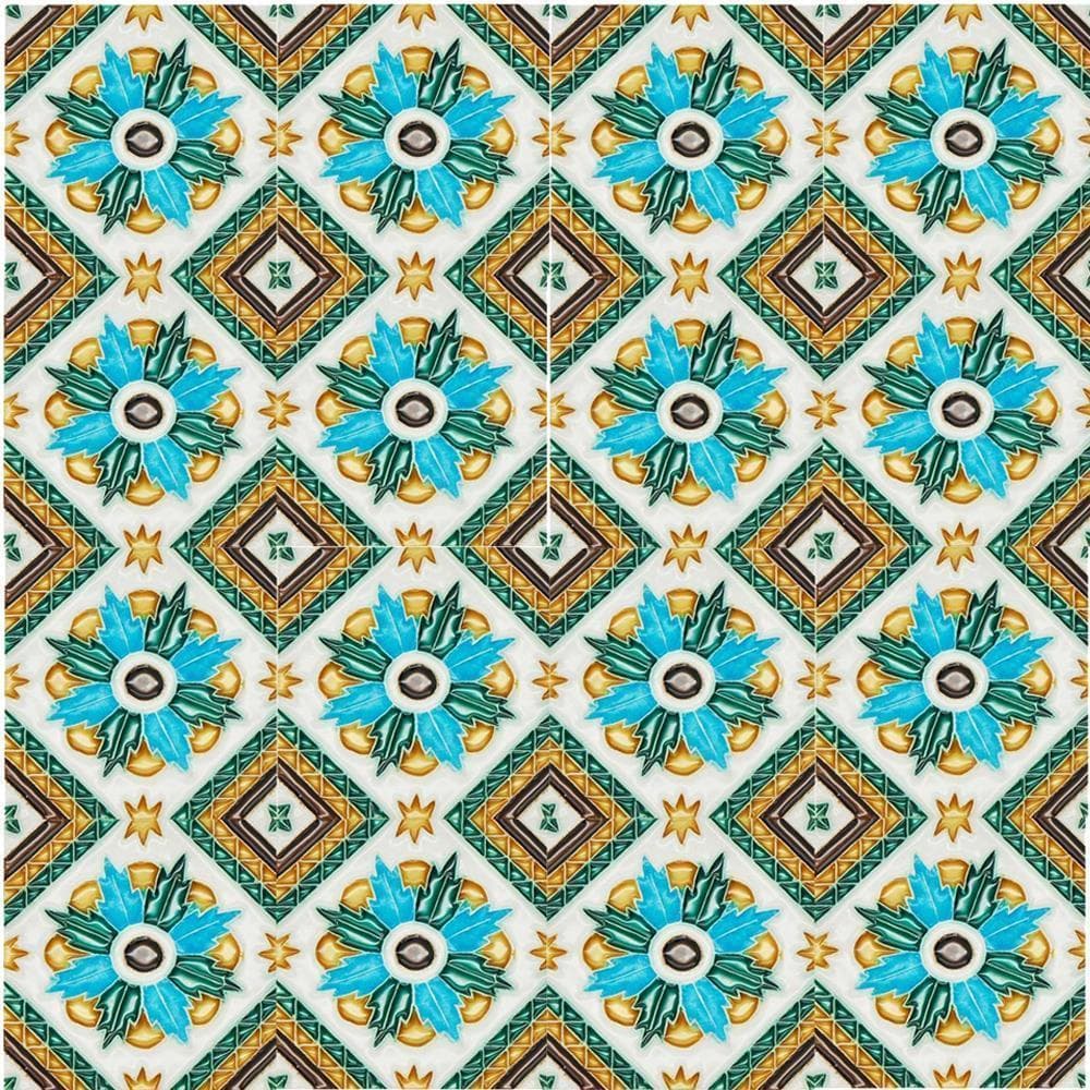 Spanish-Moorish Azulejo 8.5x8.5 cm