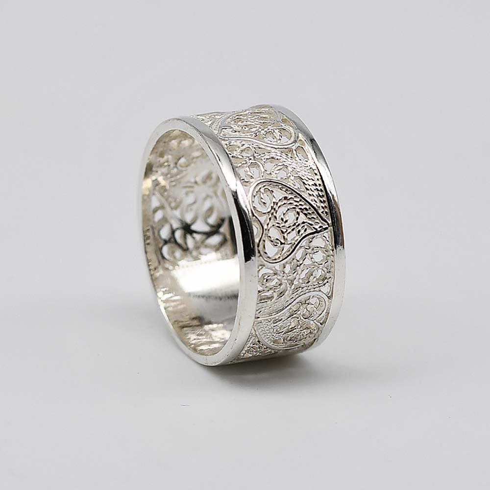 Bague en filigrane d'argent du Portugal I Vente en ligne Coração de Viana I Bague en argent