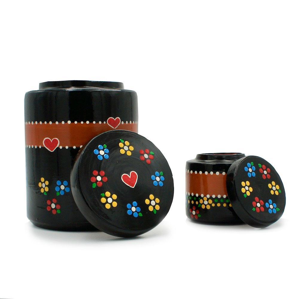 Hand-painted and varnished clay box