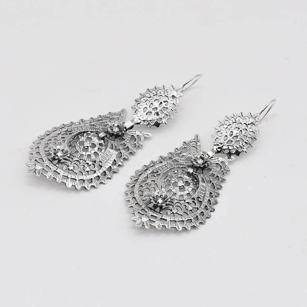 Brincos À Rainha I Silver Filigree Earrings - 6.5 cm