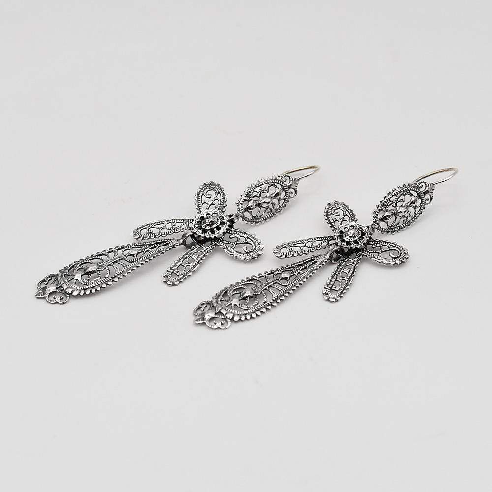Brincos À Rei I Silver Filigree Earrings - 6.5 cm
