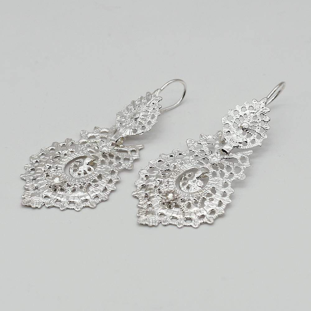 Brincos À Rainha I Silver Filigree Earrings - 5 cm