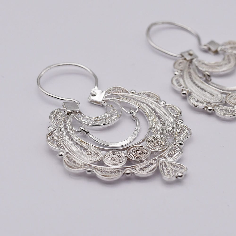 Boucles d'oreille en filigrane d'argent doré I Vente de bijoux argent Boucles d'oreille en argent - 4cm