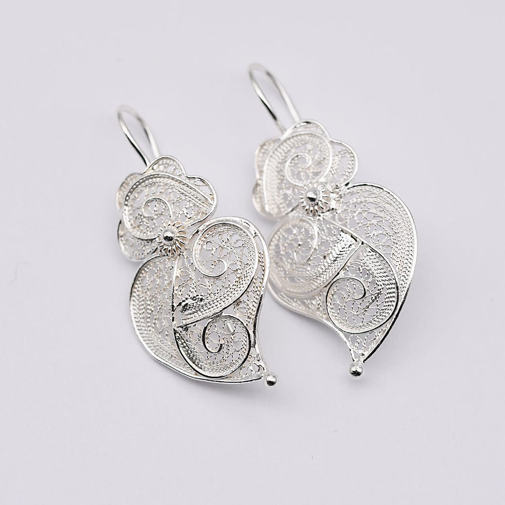 Boucles d'oreille en filigrane d'argent doré I Vente de bijoux argent #Coração de Viana I Boucles d'oreille en argent - 3cm