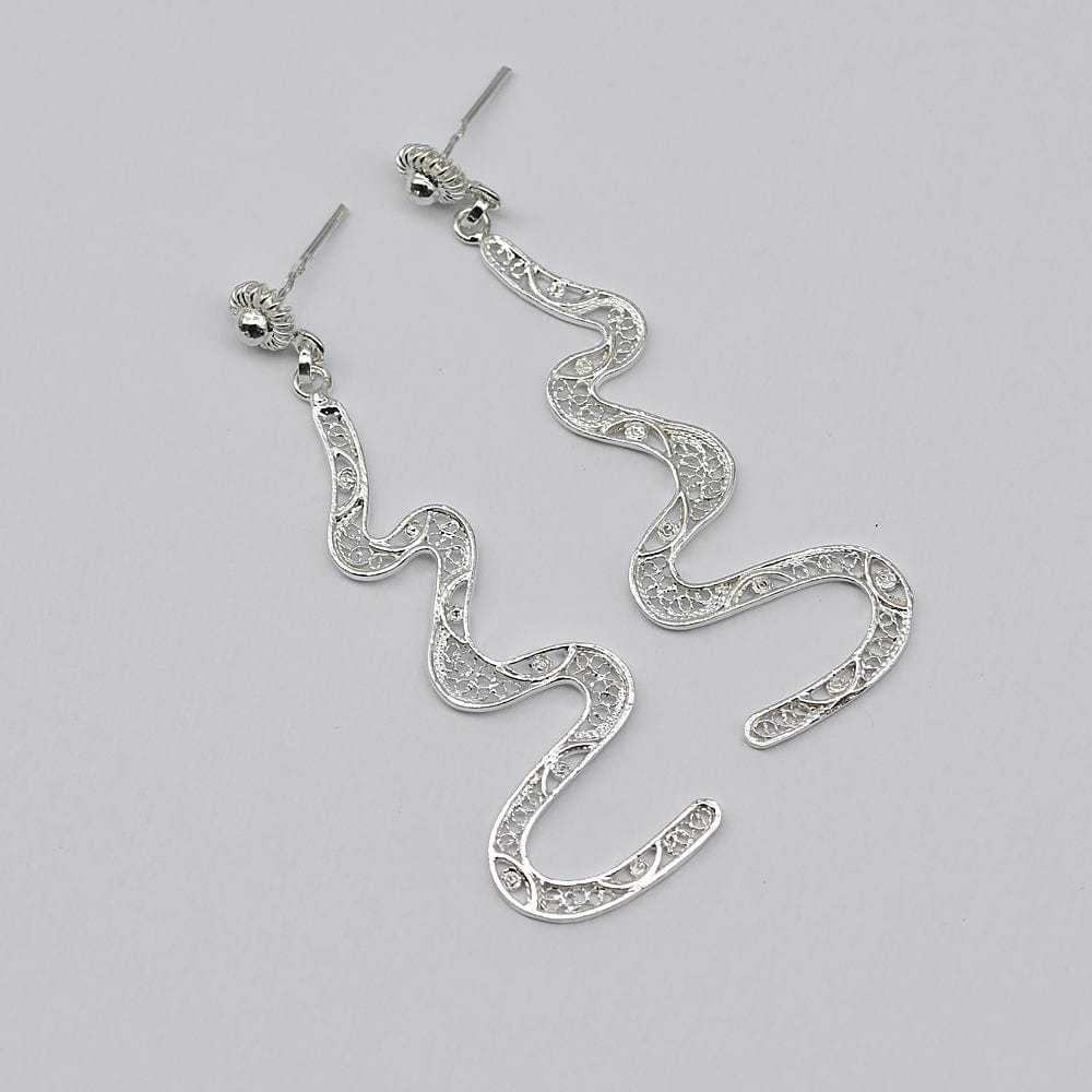 Boucles d'oreille en filigrane d'argent doré I Vente de bijoux argent Serpente I Boucles d'oreille en argent - 6cm