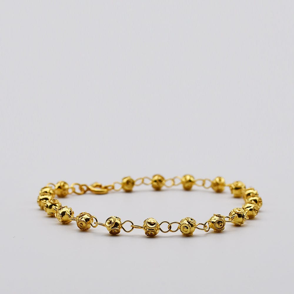 Bracelet portugais en perles d'argent massif Conta de Viana I Bracelet en argent doré