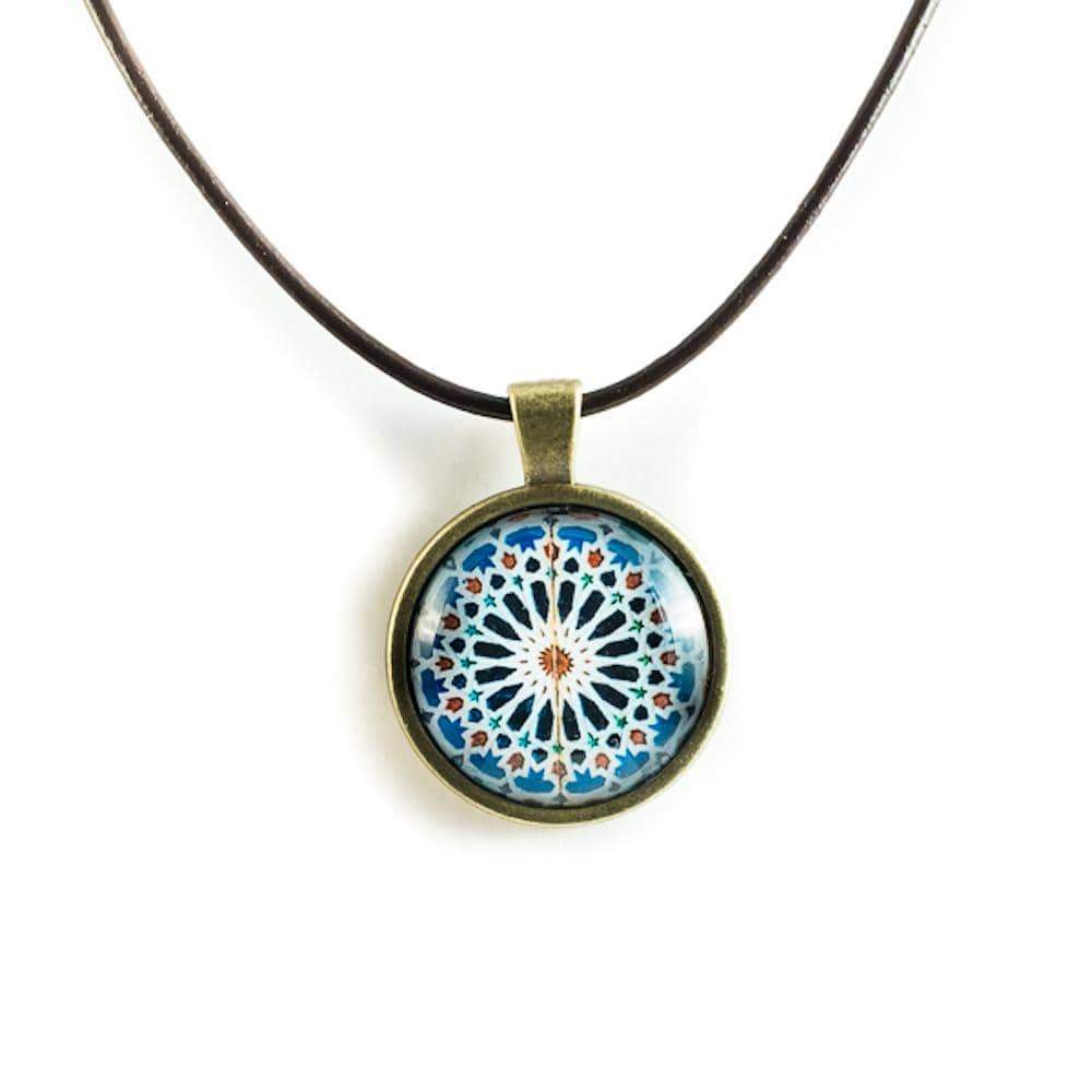 Collier cuir à pendentif "Azulejo"