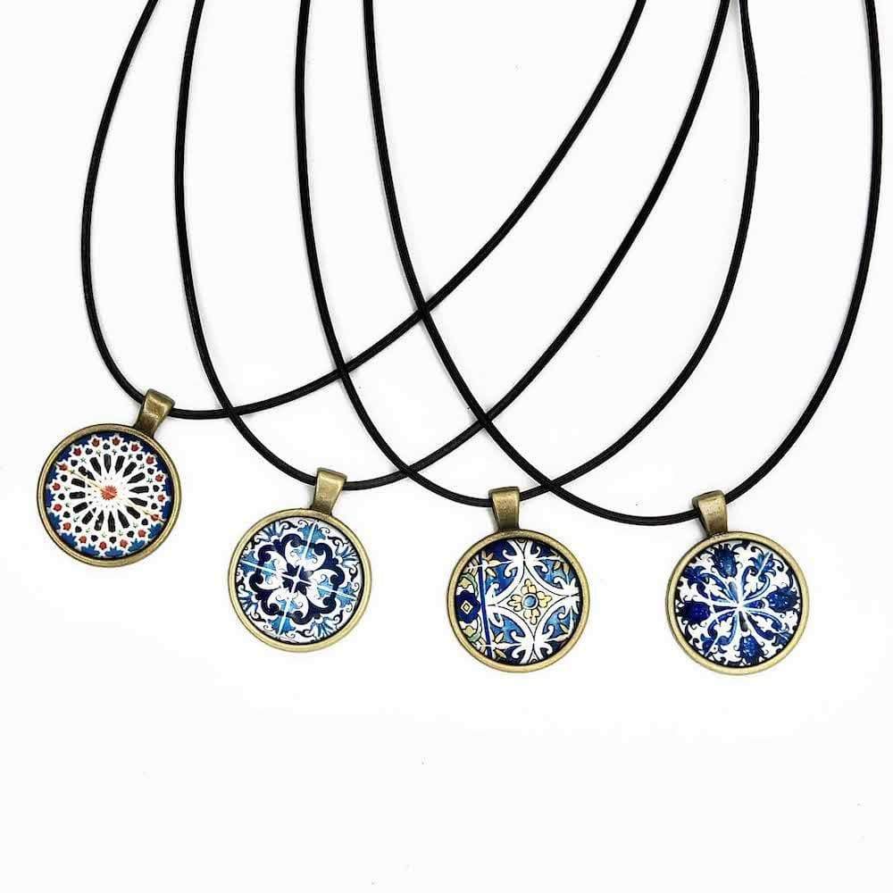 Collier cuir à pendentif "Azulejo"