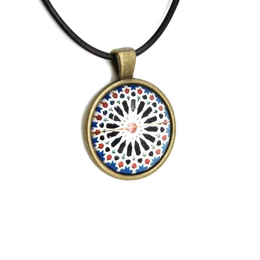 Collier cuir à pendentif "Azulejo"