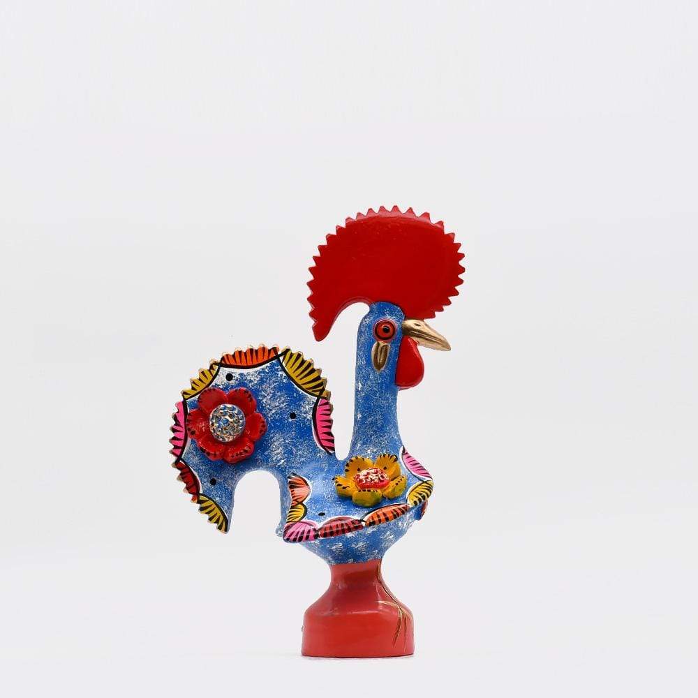Coq de Barcelos I Statuette en céramique du Portugal Coq de Barcelos 25cm bleu - Prazeres Côta