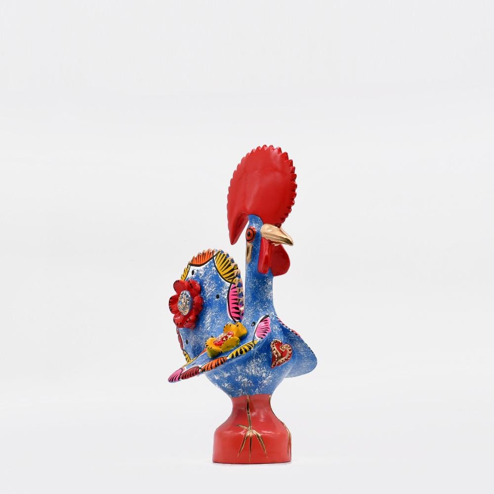 Coq de Barcelos I Statuette en céramique du Portugal Coq de Barcelos 25cm bleu - Prazeres Côta