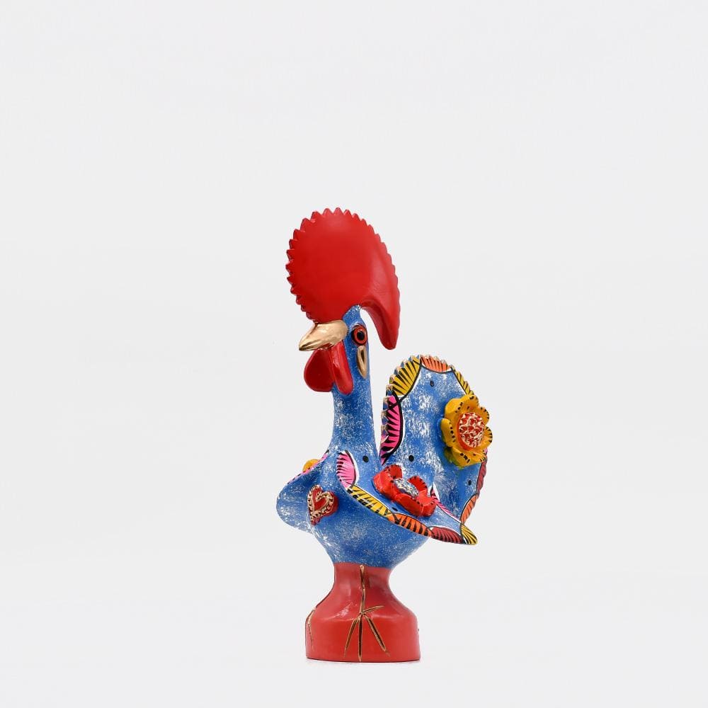 Coq de Barcelos I Statuette en céramique du Portugal Coq de Barcelos 25cm bleu - Prazeres Côta