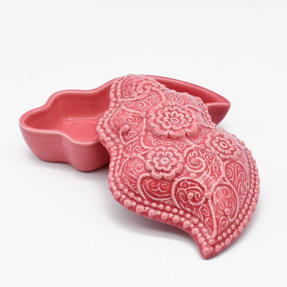 Coupe en céramique en forme de de figuier I Céramique portugaise #Boite en céramique "Coração de Viana" - Rose