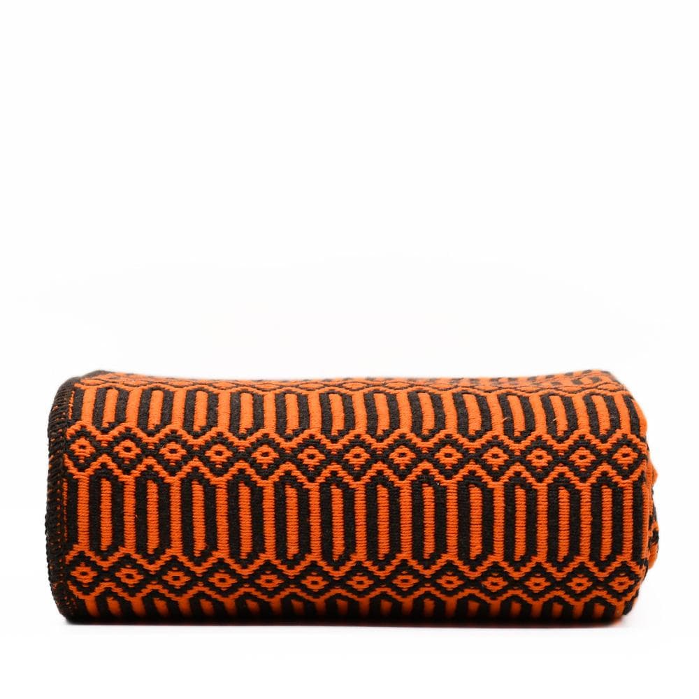 Grand plaid en coton orange et noir tissé au Portugal Plaid en coton 210X140 - Orange & Noir