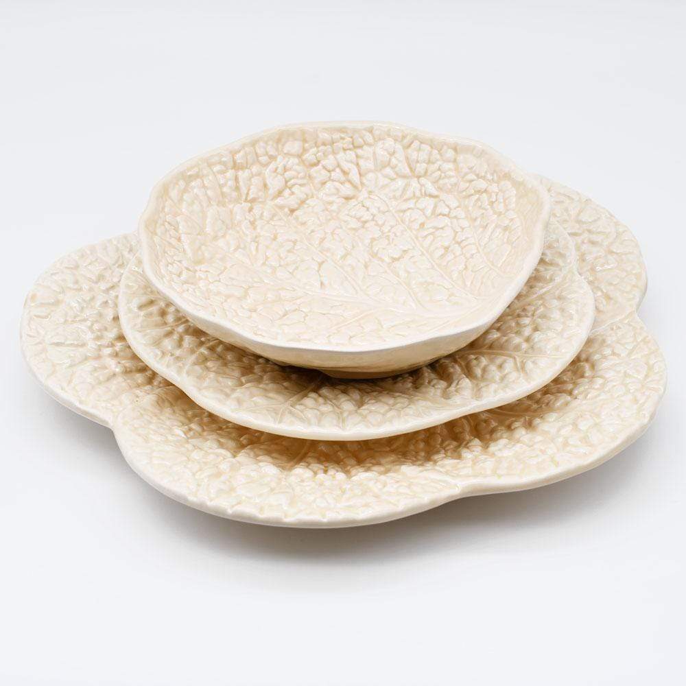Assiette en céramique en forme de chou 31 cm - Blanc cassé