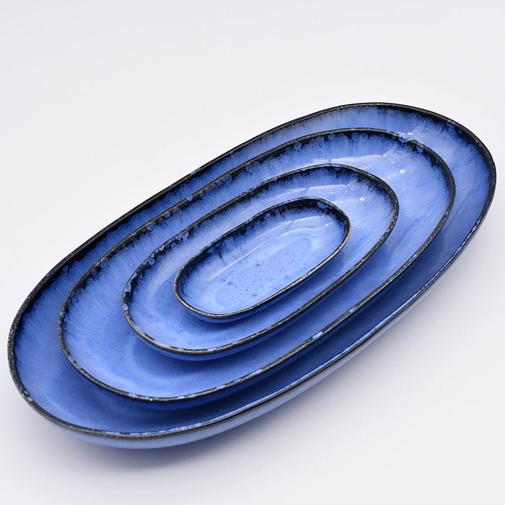 Grande assiette en grès de la collection portugaise Amazonia Plat de service en grès "Amazonia" Bleu - 24cm