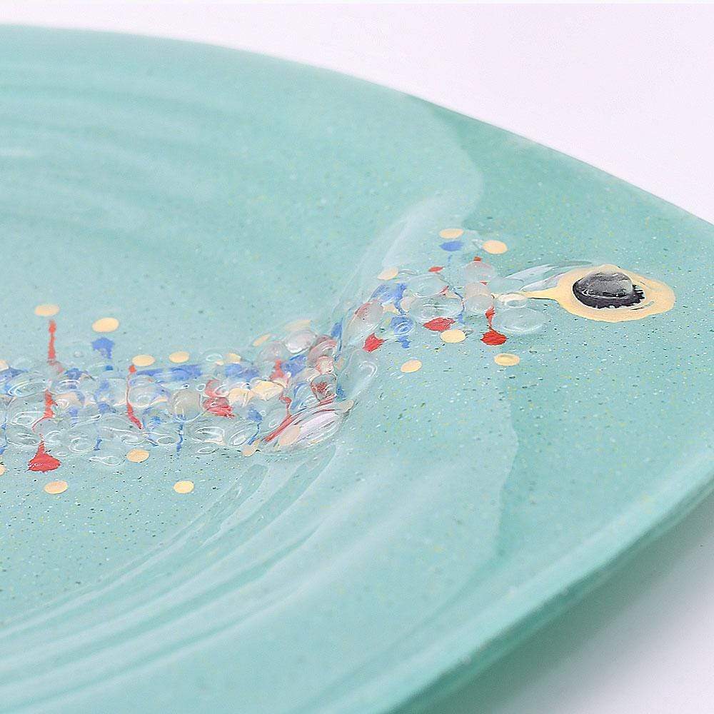 Grande assiette ou plat en verre vert I Artisanat portugais Assiette ou plat en verre "Marinha Grande" 38cm - Verte