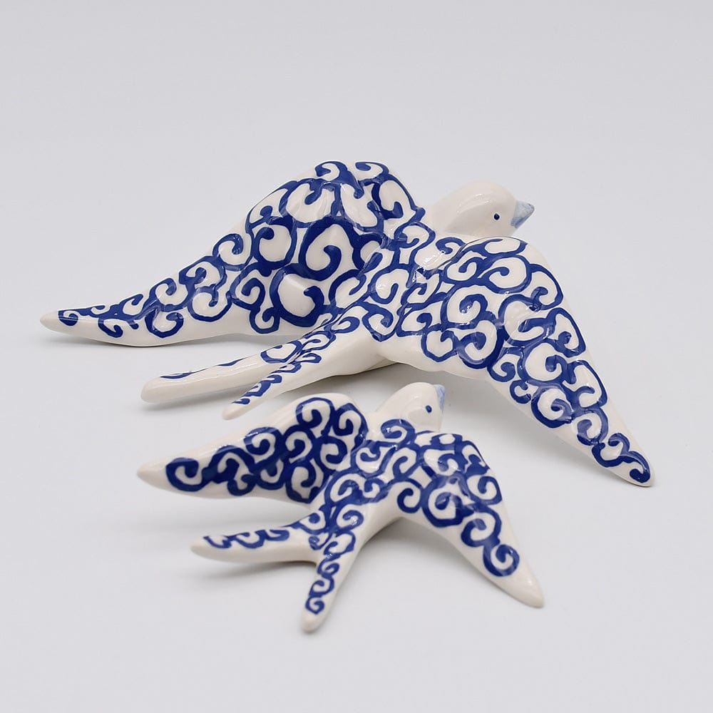 Hirondelle bleue stylisée en céramique I Artisanat portugais Hirondelle en céramique