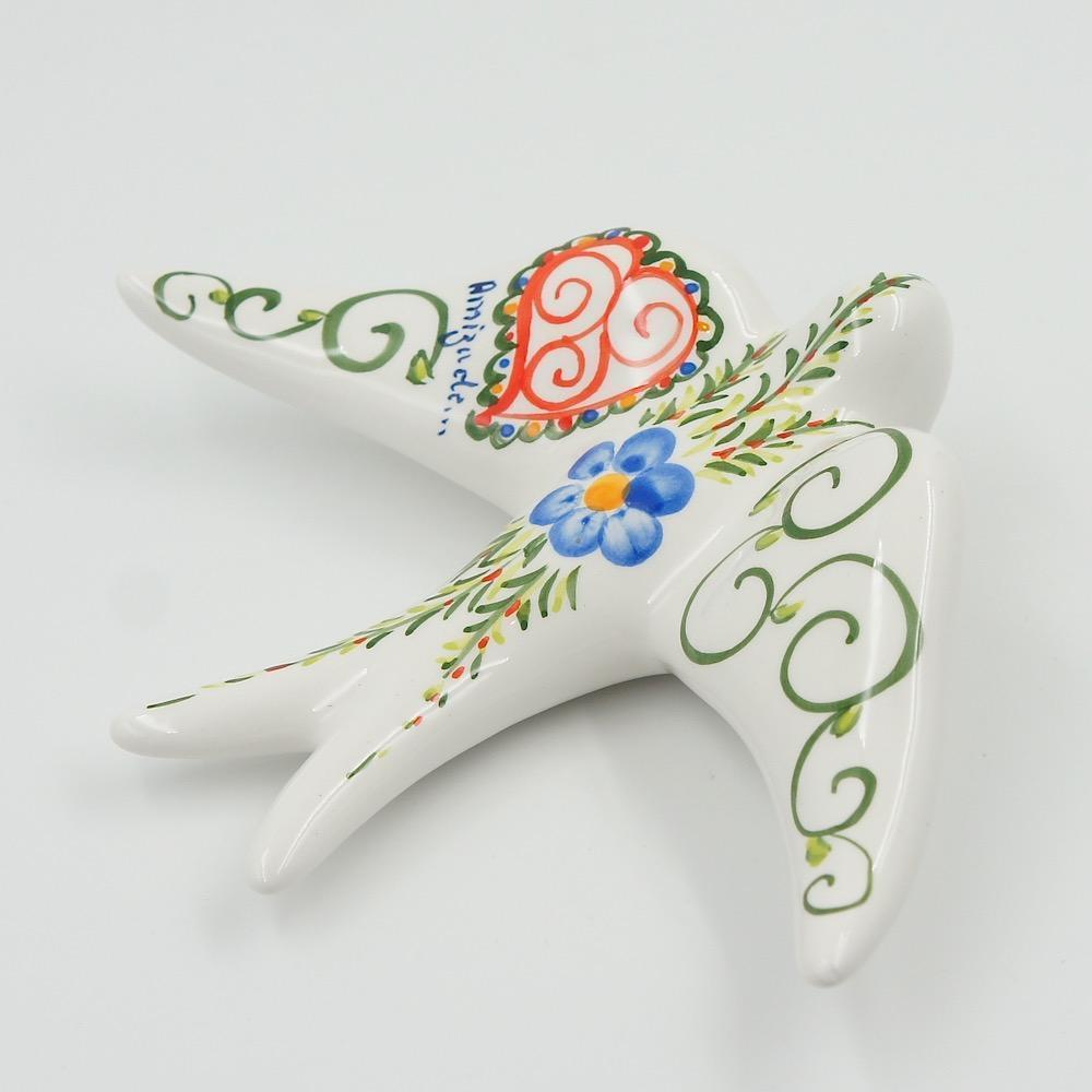 Hirondelle en céramique décorée à la main Hirondelle en céramique "Amore"