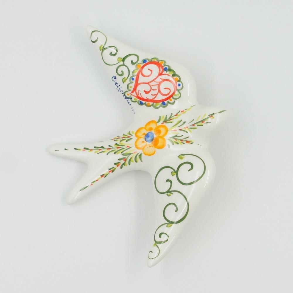 Hirondelle en céramique décorée à la main Hirondelle en céramique "Amore"