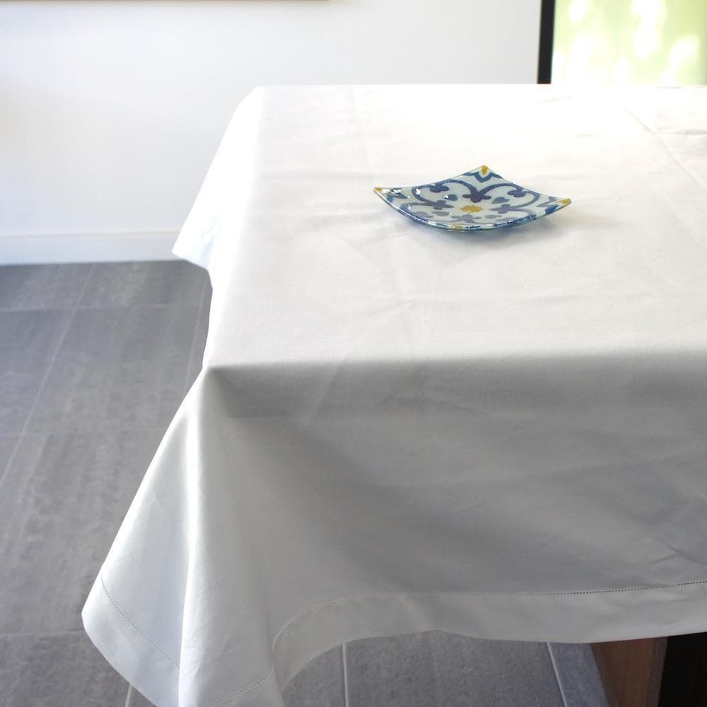Nappe blanche en coton épais 300x180