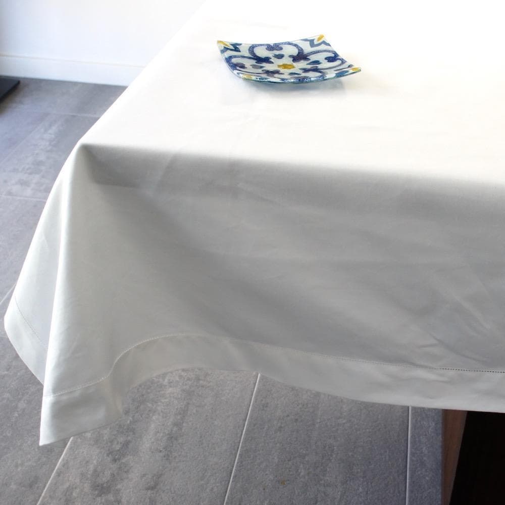 Nappe blanche en coton épais 300x180