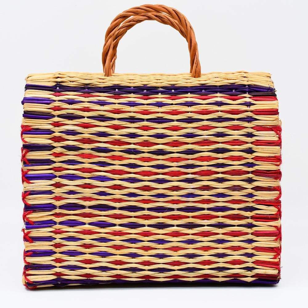 Panier en osier (jonc) 30cm - Multicolore