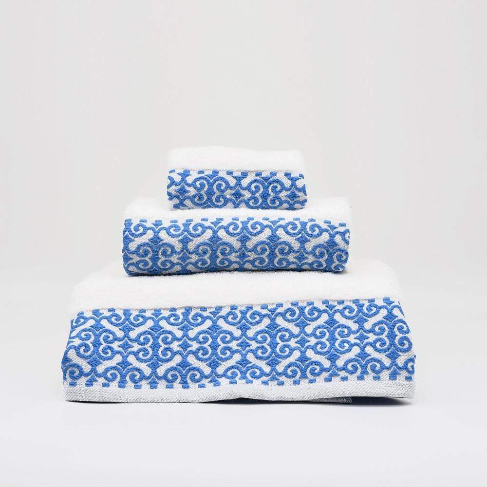 Parure de bain 3 pièces - Blanc et bleu