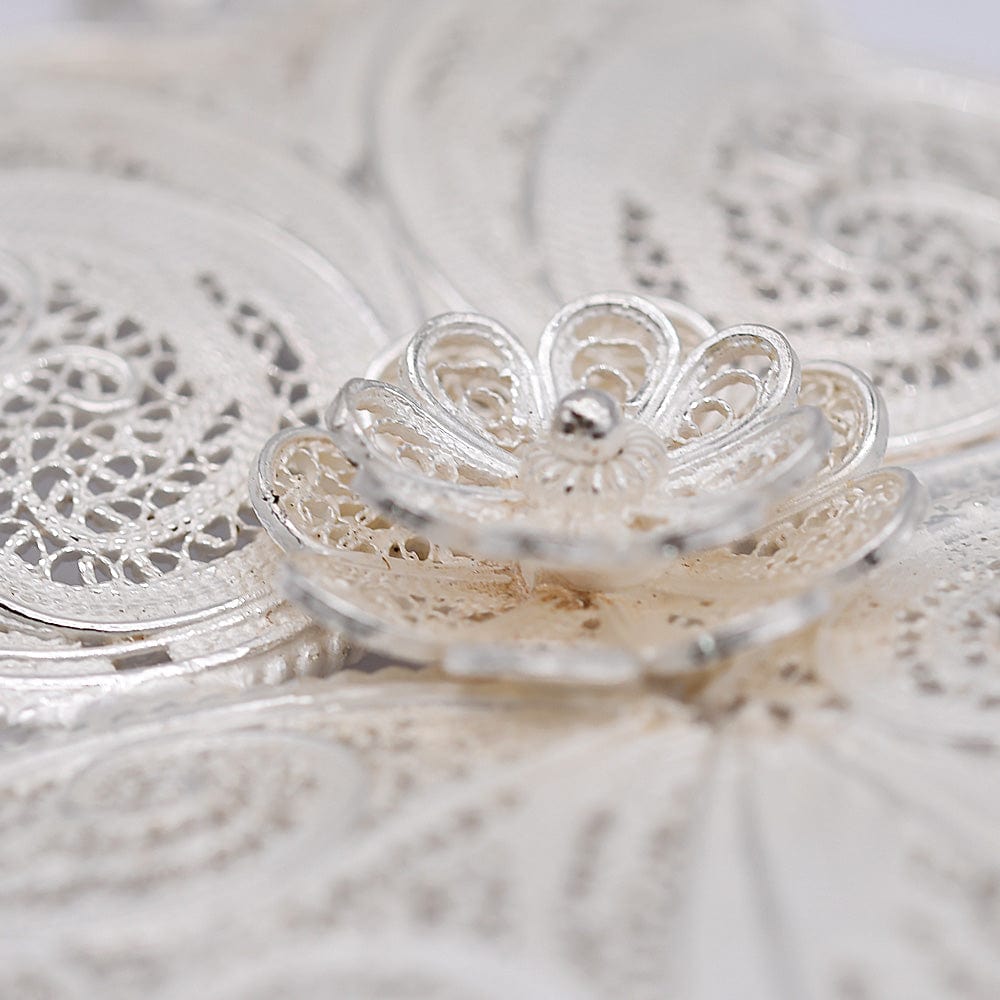 Pendentif Coeur de Viana en argent doré 11 cm I Vente bijoux argent Coração de Viana I Pendentif en argent - 11 cm