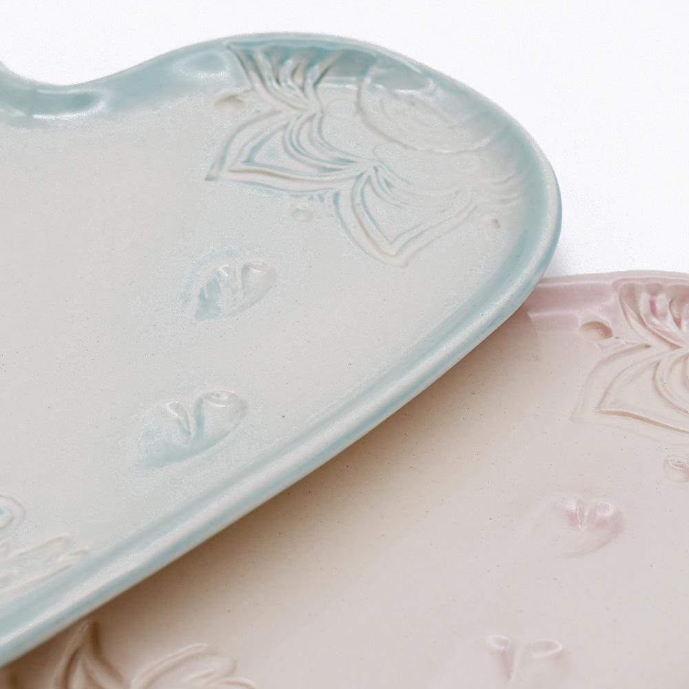 Petite assiette en céramique turquoise I Motifs étoile de mer Assiette "Estrela do mar" verte et blanche - 18 cm